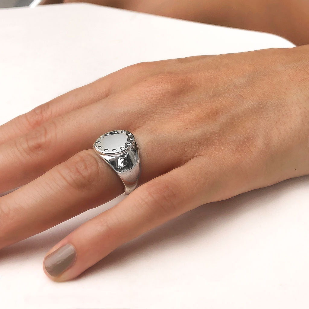 anillo familiar plata ovalado signet