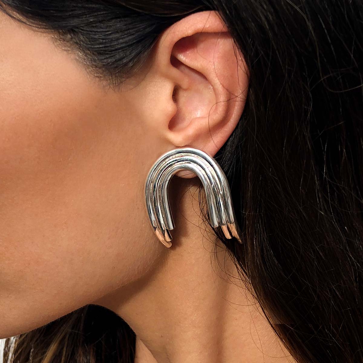Aretes art deco retro minimalistas en plata ana buendia