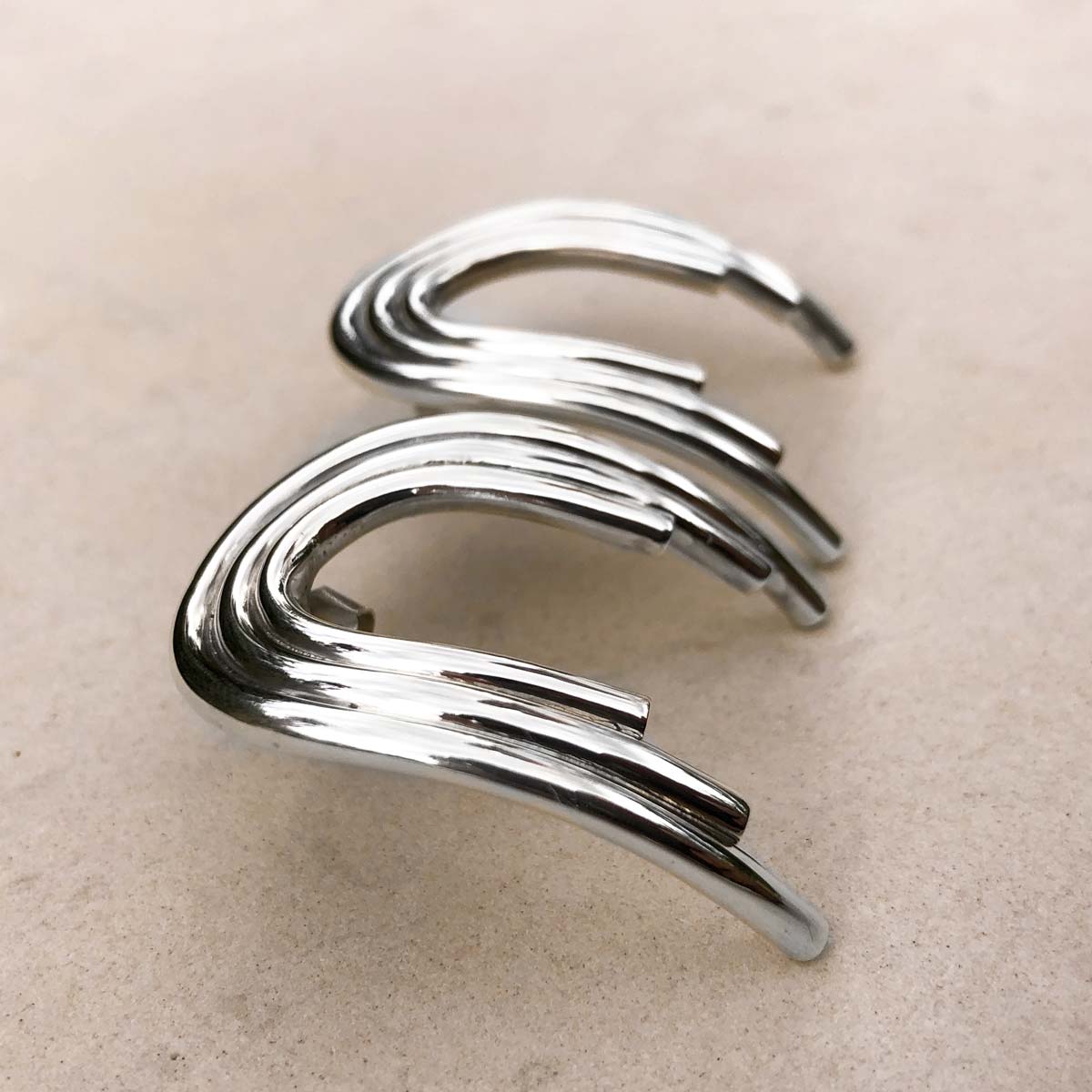 Aretes art deco retro minimalistas en plata