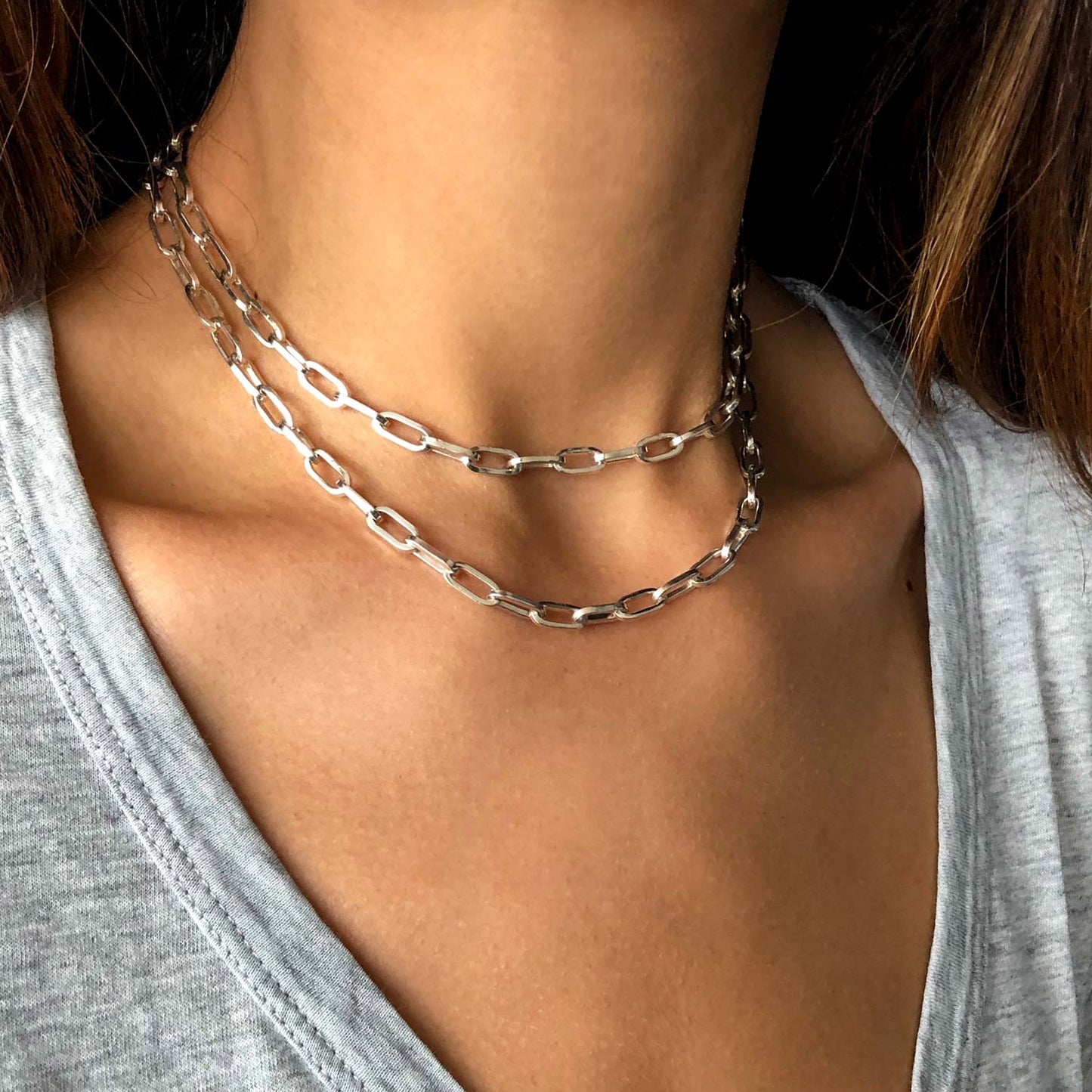 Cadena lucky larga eslabones en plata ana buendia joyas colombia
