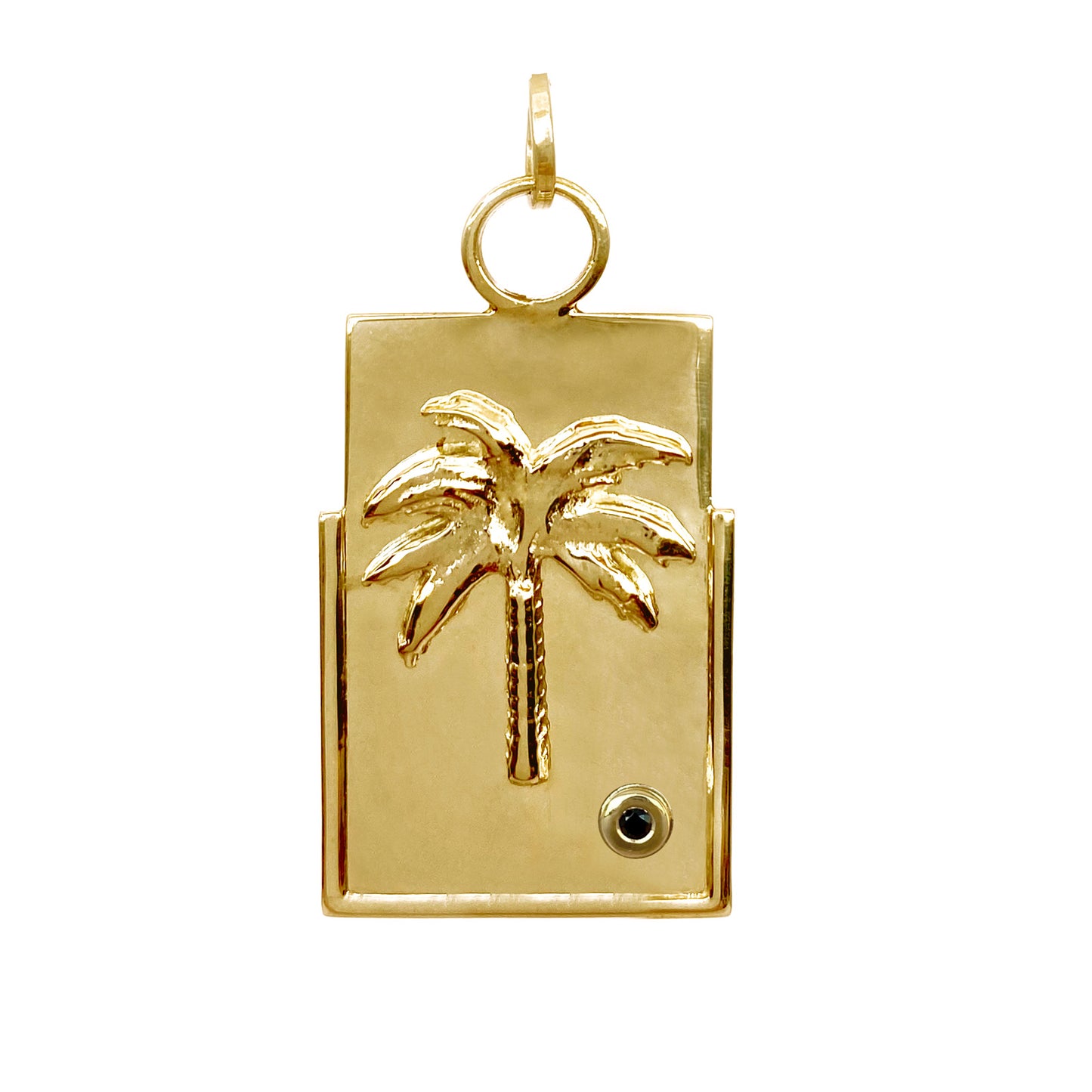 dije medallon oro palmera con piedra negra joyas misticas de buena energia colombia