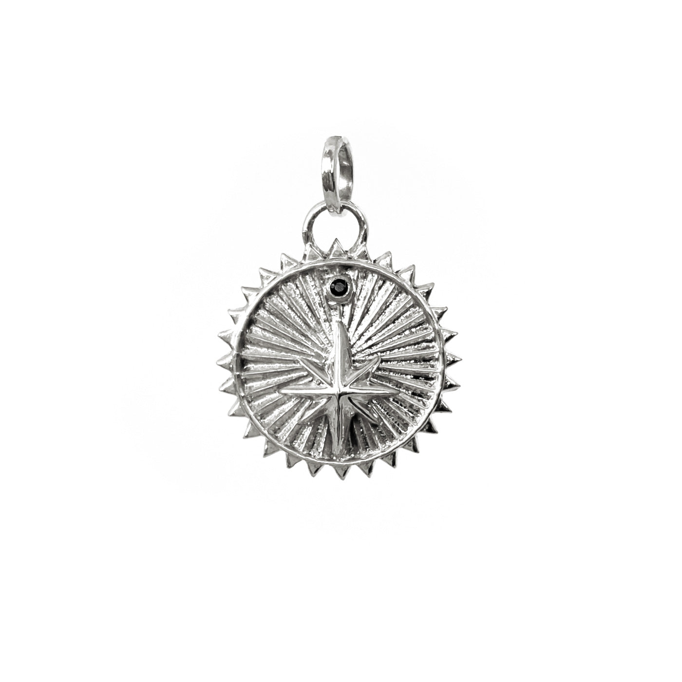 Medallon sije en plata de estrella con piedra negra diseñadores colombianos 