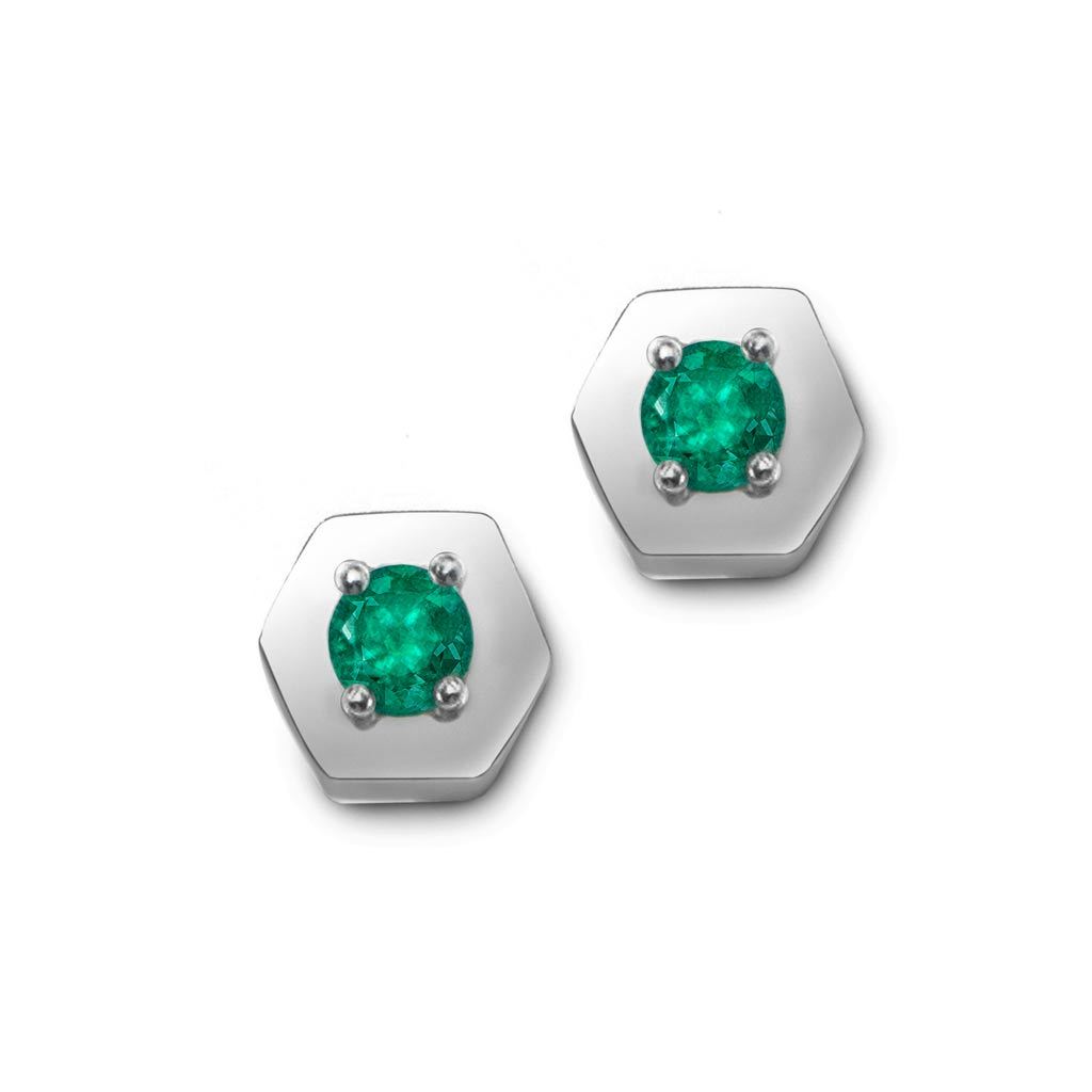 joyas minimalistas topos hexagonales de esmeraldas 