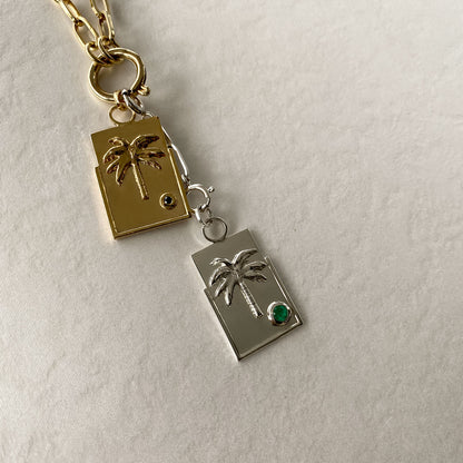 medallones de oro y plata de palmera con esmeralda colombiana joyas misticas
